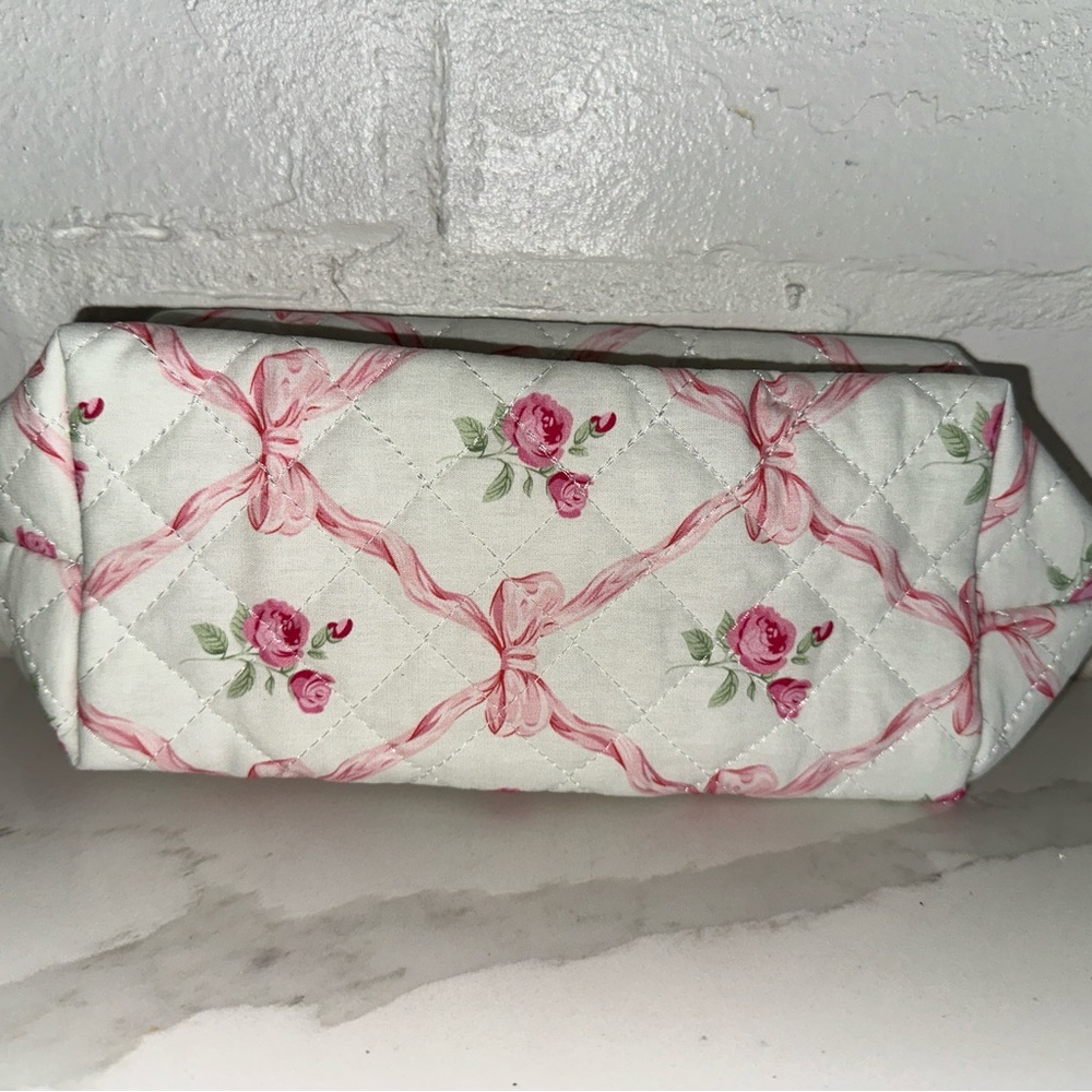 Floral Quilted Toiletry Bag with Eye Mask